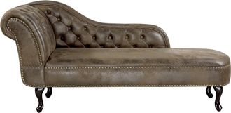 Beliani Beliani - Chaise Longue De Piel Sint&eacute;tica Marr&oacute;n Con Botones Versi&oacute;n Izquierda Nimes