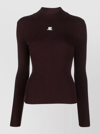 Courr&egrave;ges ribbed mockneck knitted top