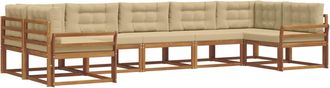 vidaXL Conjunto De Sof&aacute;s De Exterior 7 Uds. Natural Y Beige Vidaxl