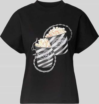 Guess Regular Fit T-Shirt mit Ziersteinbesatz Modell Popcorn in Black, Gr&ouml;&szlig;e XL