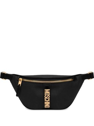 Moschino logo-plaque belt bag - men - Calf Leather/Polyester - One Size - Black