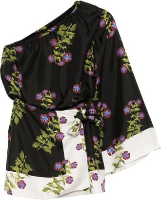 Cynthia Rowley One Shoulder Mini Silk Dress - Dames - Feestkleedjes - Veelkleurig - M - Kleedjes