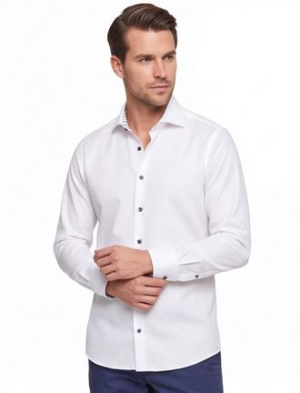 Led&ucirc;b Ledub zakelijk overhemd Modern Fit New normale fit wit effen katoen