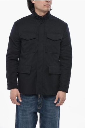 Paolo Pecora Wool Cloth Utility Jacket With Hidden Button Fastening size 48