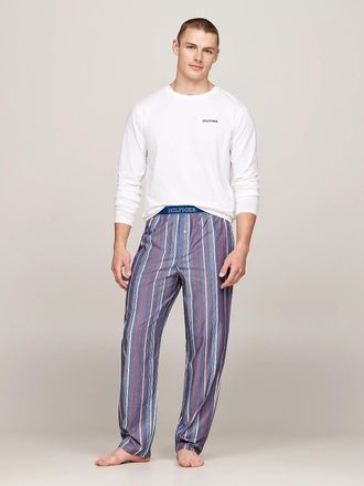 Tommy Hilfiger MONOTYPE Mens Pyjama Set White/Monotype Stripes Indigo - Multicolour - Size Small