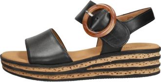 Gabor Sandalen Plat - Dames - Sleehakken - Zwart - 38 1/2 EU - Schoenen