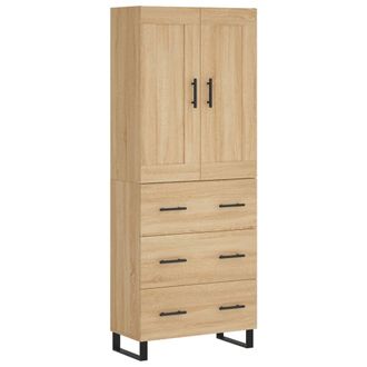 vidaXL Aparador Alto Madera Contrachapada Color Roble 69,5x34x180 Cm Vidaxl