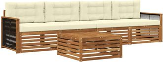 vidaXL Conjunto De Sof&aacute;s De Exterior 5 Uds. Natural Y Crema Vidaxl