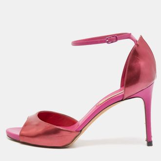 Casadei Pink Leather Candylux Ankle Strap Sandals