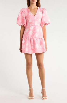 Sugarlips Nicole Floral Jacquard Minidress in Coral-Pink at Nordstrom, Size X-Small