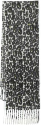 Faliero Sarti leopard-print fringed scarf - women - Alpaca/Polyamide - One Size - White