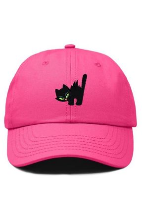 Dalix Blink Black Cat Dad Cap in Hot Pink at Nordstrom