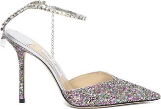 Jimmy Choo London Saeda 100 Coarse Glitter Pumps, Brand Size 34 ( US Size 4 )