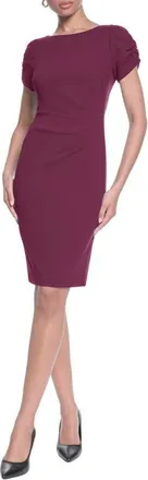 Karl Lagerfeld Short Sleeve Crepe Sheath Dress in Port at Nordstrom, Size 16