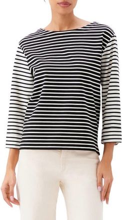 Karen Kane Contrast Stripe T-Shirt in Black/Ivory at Nordstrom, Size X-Large