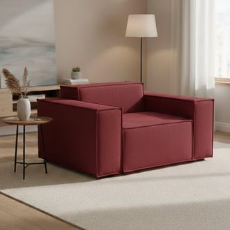 Dmora Sill&oacute;n Dbrogn, Sill&oacute;n, 100% Made In Italy, Sill&oacute;n Relax En Tela Tapizada, 160x95h70cm, Rojo - Dmora