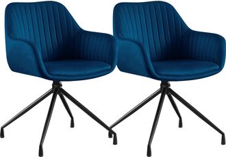 Clp Set De 2 Sillas De Comedor Novanis Azul Oscuro Terciopelo