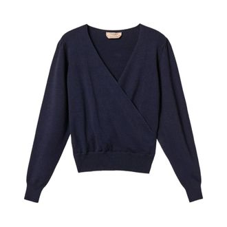 Twinset Truien & Vesten, Dames, Blauw, M, Polyester, Wrap V-neck Brei