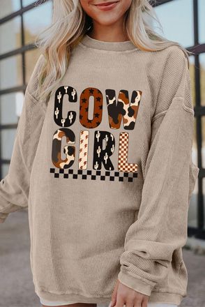 Azura Exchange Cowgirl Graphic Geribbelde Sweatshirt