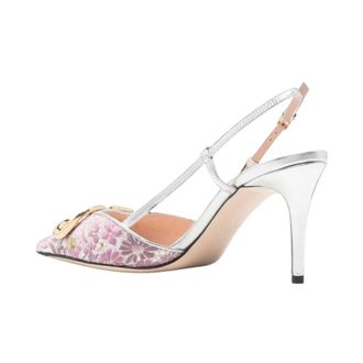 Valentino Garavani VLogo Signature Slingback Pomp - Dames - Schoenen - Roze - Maat: 38 1/2 EU Katoen