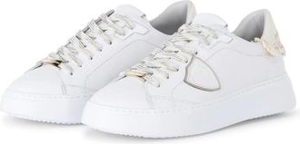 Philippe Model Minimalistische leren sneaker met witte hielkap - Dames - Sneakers - Wit - 39 EU - Leer - Schoenen