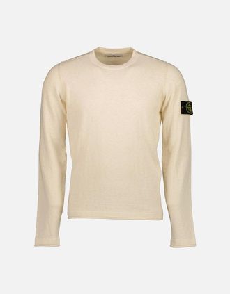 Stone Island Mens Organic Cotton With Nylon Crewneck Knit - Cream - Size: 38