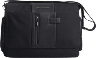 Piquadro Messenger Tas Zwart Leer - Heren - Schoudertassen - Zwart - ONE Size - Leer - Tassen