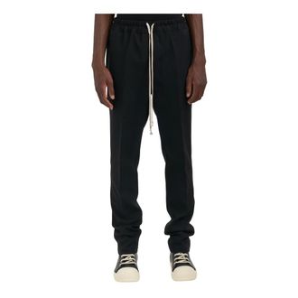 Rick Owens Broeken, Heren, Zwart, L, Wol, Pantaloni Drawstring Slim Long