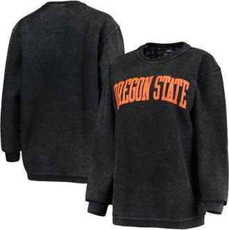 Pressbox Womens Pressbox Black Oregon State Beavers Comfy Cord Vintage Wash Basic Arch Pullover Sweatshirt at Nordstrom, Size Xx-Large