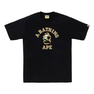 A Bathing Ape BAPE 1st Camo College T-Shirt Black Yellow 1M30-110-013-BLKYEL