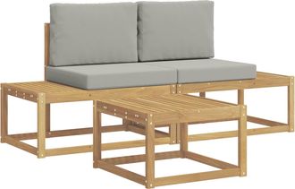 vidaXL Conjunto De Sof&aacute;s De Exterior 3 Uds. Blanco Y Gris Claro Vidaxl