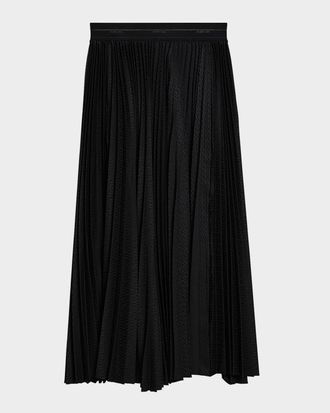 Helmut Lang Logo Waistband Pleated Maxi Skirt
