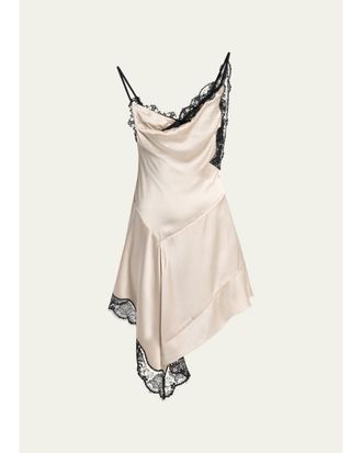 Isabel Marant Anaziae Asymmetric Lace & Silk Mini Slip Dress