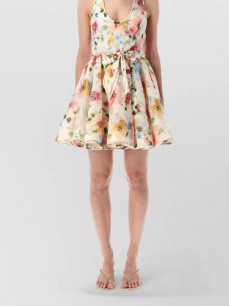 Zimmermann floral mini dress racer halter neckline