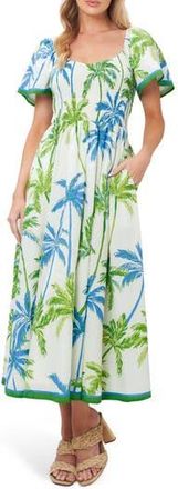 Flying Tomato Print Midi Dress in White/Green at Nordstrom Rack, Size Medium