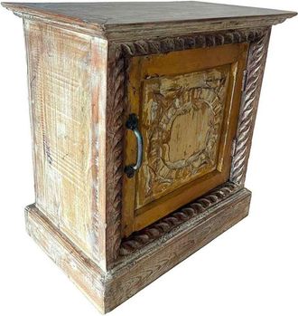 Wanderlust Deco Wanderlust Deco - Mesita De Madera Acabado Artesanal Marr&oacute;n 50x30x56h Cm