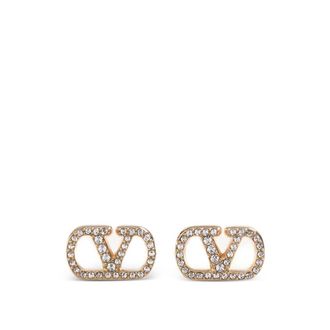 Valentino Garavani VLogo Signature Earrings In Metal And Swarovski Crystals