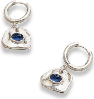 Classicharms Aria Gemstone Hoop Drop Earrings in Silver/royal Blue at Nordstrom
