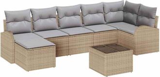 vidaXL Conjunto De Sof&aacute; De Jard&iacute;n 8 Pcs Beige Polirat&aacute;n Vidaxl