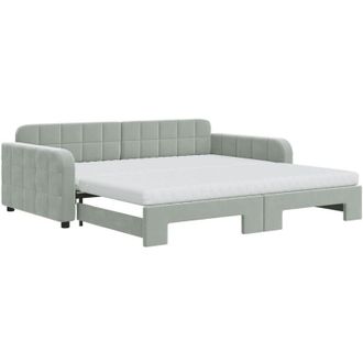 vidaXL Vidaxl - Sof&aacute; Cama Nido Con Colch&oacute;n Terciopelo Gris Claro 100x200 Cm