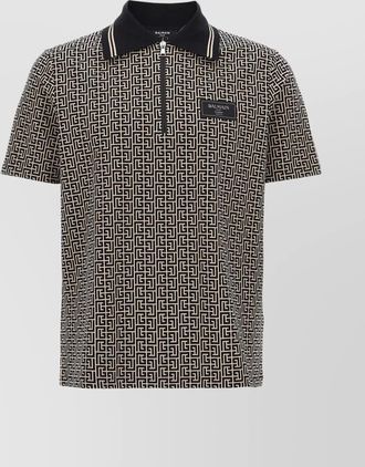Balmain jacquard zip polo shirt