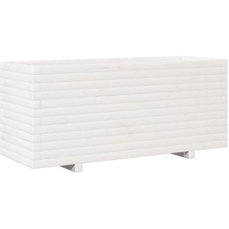 vidaXL Jardinera Madera Maciza De Pino Blanco 110x40x49,5 Cm Vidaxl