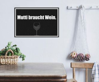 Queence Metallbild »Mutti braucht Wein« Getränke Schriftzug Schriftzüge 1 Stk. tlg. Stahlschilder