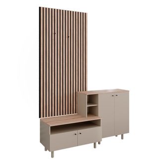 Vicco Conjunto De Recibidor Elano, Gris/roble, 140 X 80 Cm 2 Partes, Vicco