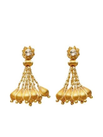 VANINA Lys beaded-drop earrings - women - Crystal/Acrylic - One Size - Gold