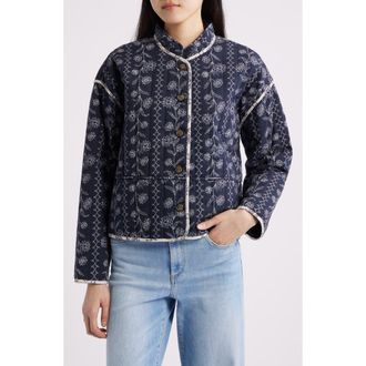 Ilse Jacobsen Ottomaquilt Floral Embroidered Jacket in Dark Wildflower at Nordstrom, Size 12 Us
