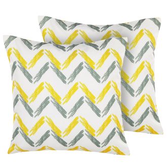 Beliani Beliani - Conjunto De Cojines De Jard&iacute;n Amarillo Y Gris De Poli&eacute;ster Multicolor 45 X 45 Cm Decoraci&oacute;n Para Exterior Resistente Al Agua Affile