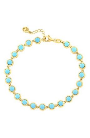 Effy 14K Gold Plated Sterling Silver Turquoise Bracelet in Blue at Nordstrom Rack, Size 7