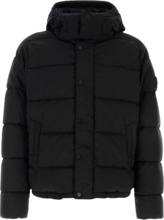Stone Island Gevulde Gewatteerde Jas - Heren - Winterjassen - Zwart - M - Leer - Jassen