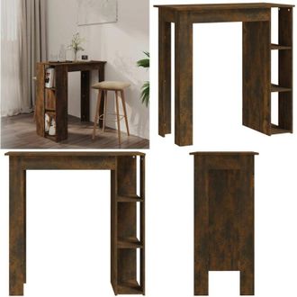 vidaXL Tavolino da Bar con Ripiani Rovere Fumo 102x50x103,5 cm - Ripiani - Tavolo da bar